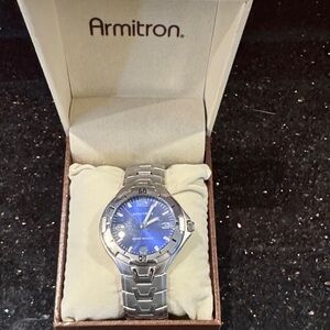Armitron Silver Watch with Blue Dial